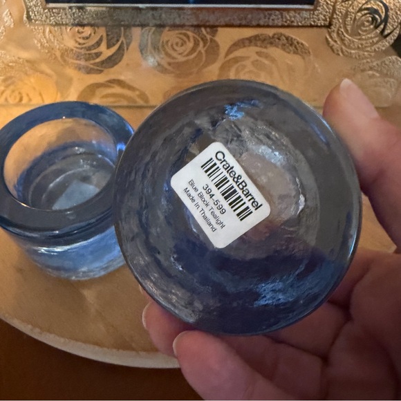 Crate & Barrel cobalt blue block tea light holders. - Picture 5 of 5